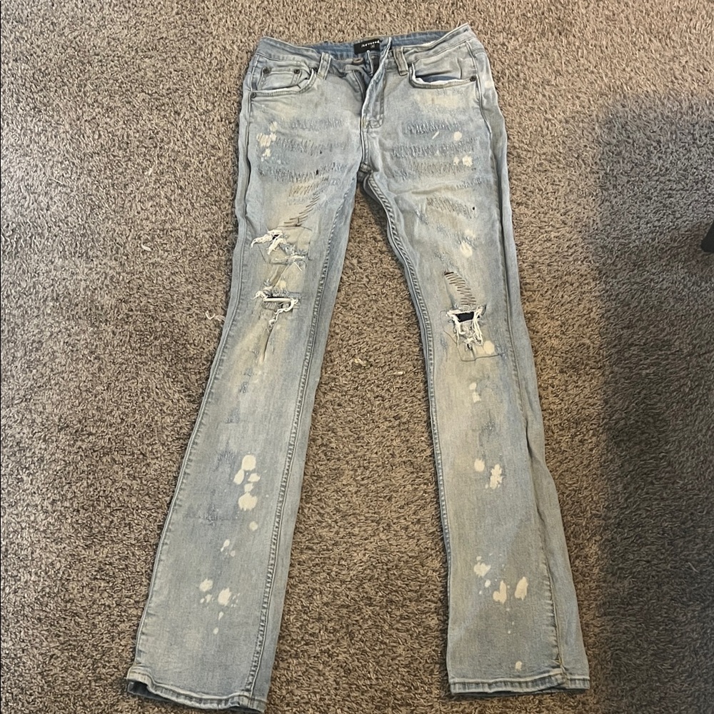 Distressed Stacked Light Blue Men’s Jeans